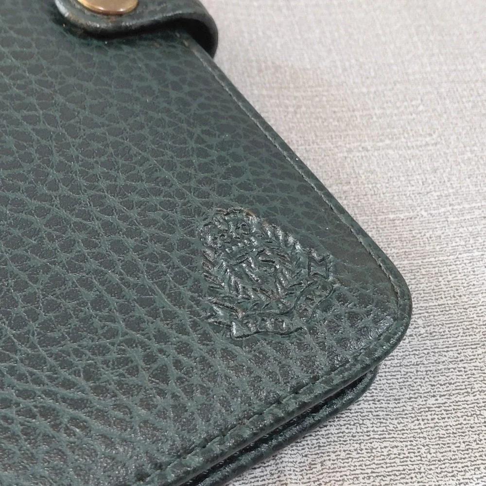 Vtg Tan Sac Vegan Pebbled Leather Address & Notebook Holder Green Organizer